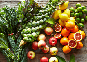 a group of fruits and vegetables on a wood surface Healthy Weight Loss Diets Birchfield