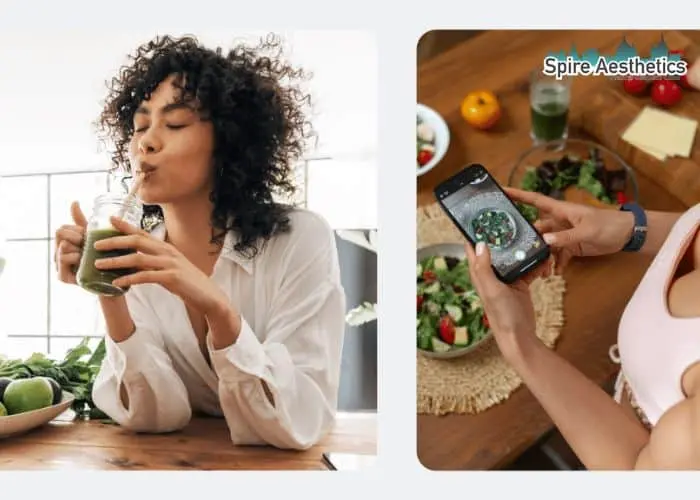 Image of woman looking into her diet and fat freezing Birchfield to improve her health