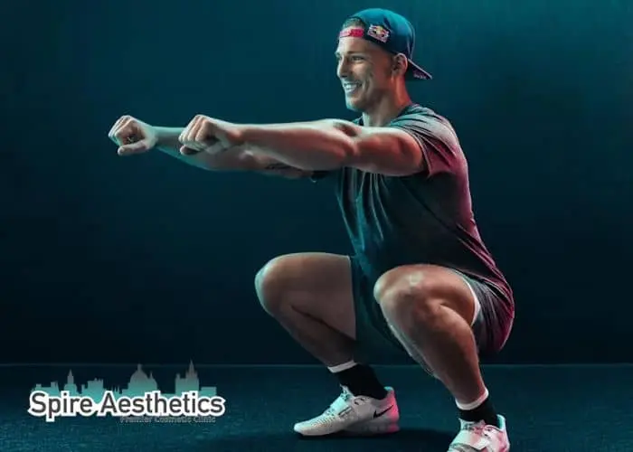 Image of man build leg muscle Birchfield through exercise